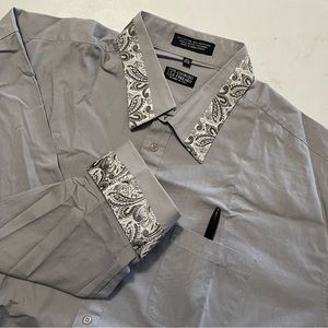*Giorgio Ferraro Designer Italy 18 1/2 34-35 Gray Button Up Dress Shirt - H
